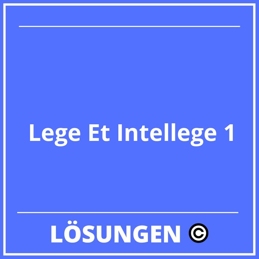 Lege Et Intellege 1 Lösungen