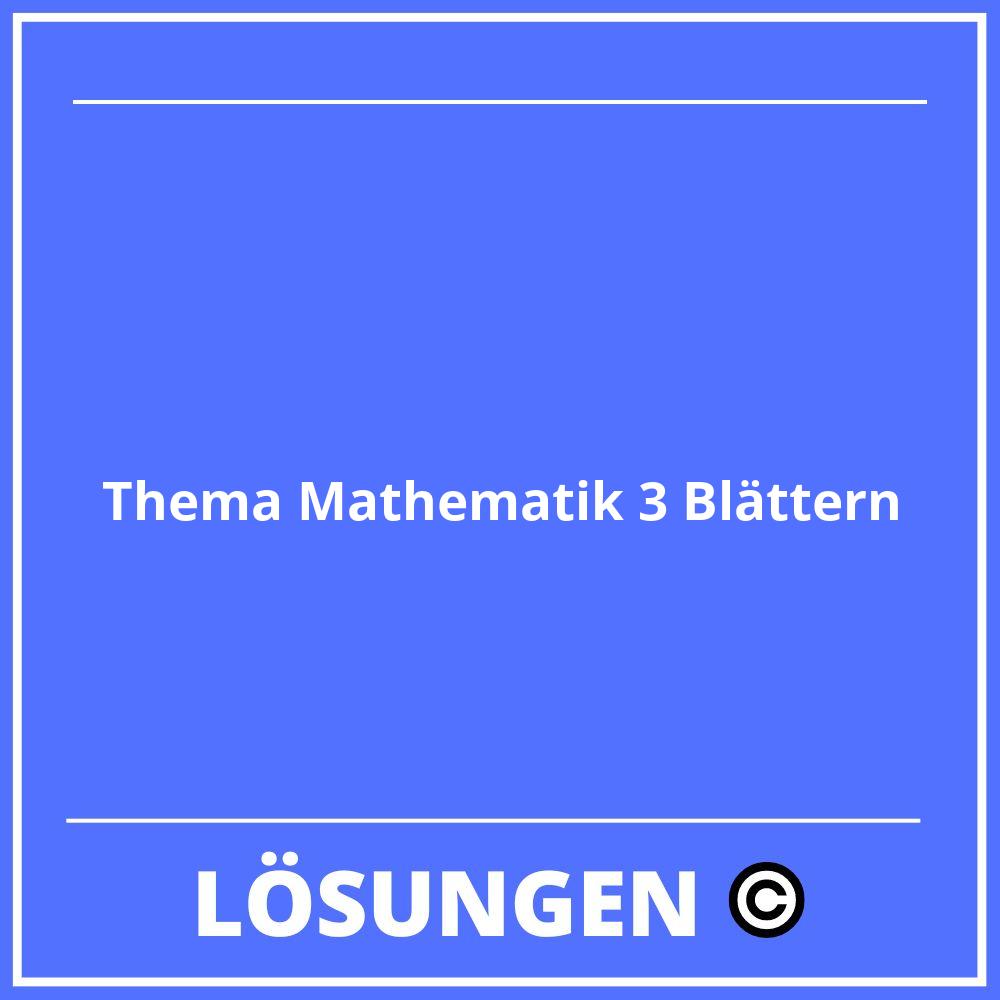 Thema Mathematik 3 Lösungen Online Blättern